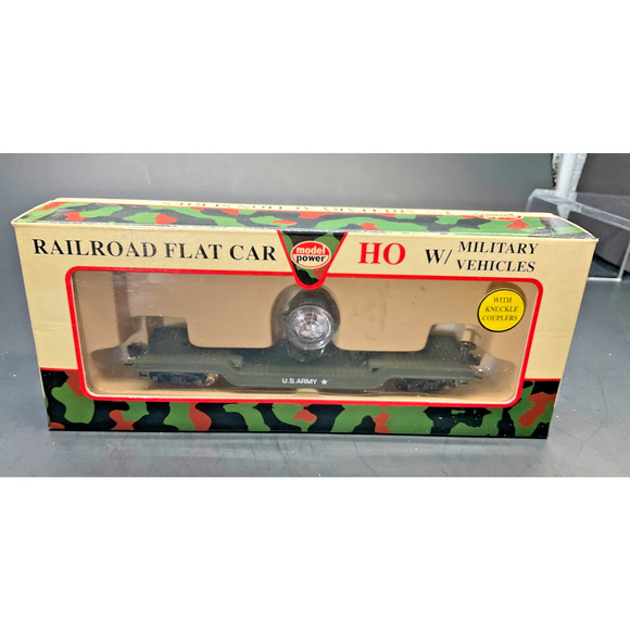 Model Power Military HO Railroad Flat Train Car Search Light w/knuckle couplers - Picture 3 of 14